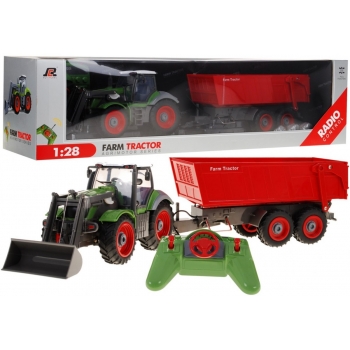 Traktor Zielony z czerwoną przyczepą QY8301BG